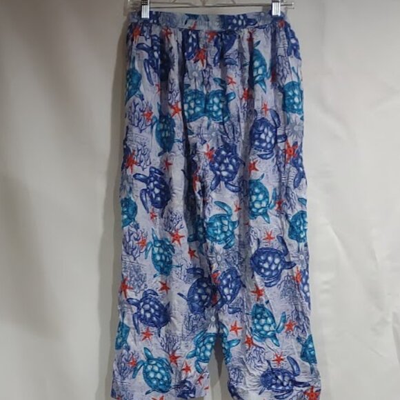SEA TURTLES COLORFUL OCEAN ADVANCE APPARELS LOUNGEWEAR PANTS ELASTIC WAIST  XL - Picture 7 of 10